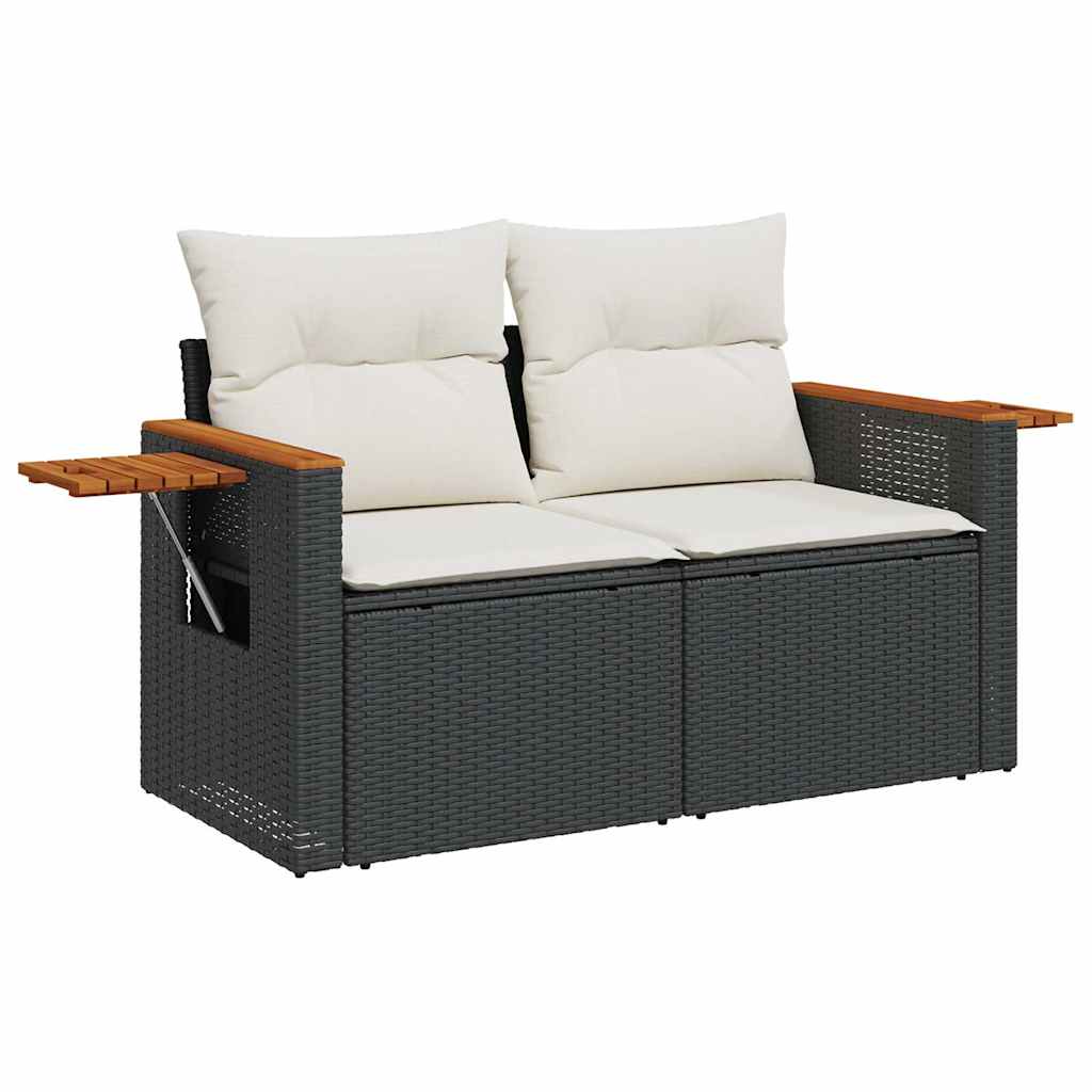 vidaXL 5-delige Loungeset met kussens poly rattan zwart afbeelding