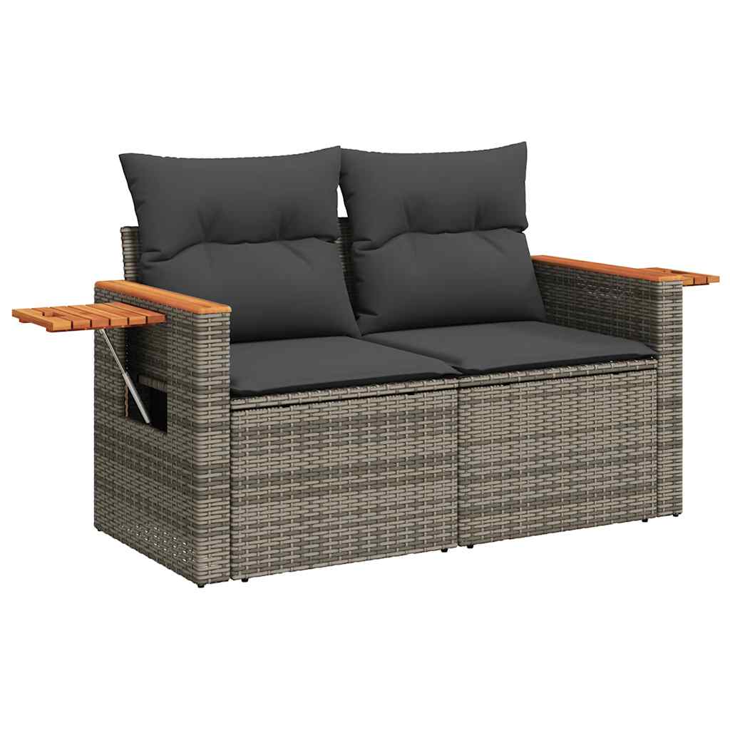 vidaXL 5-delige Loungeset met kussens poly rattan grijs afbeelding