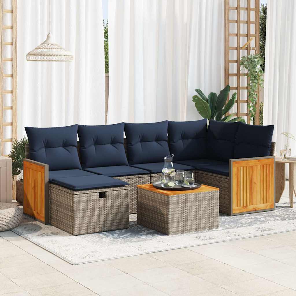 7-dijelni set vrtnih sofa sivi od poliratana