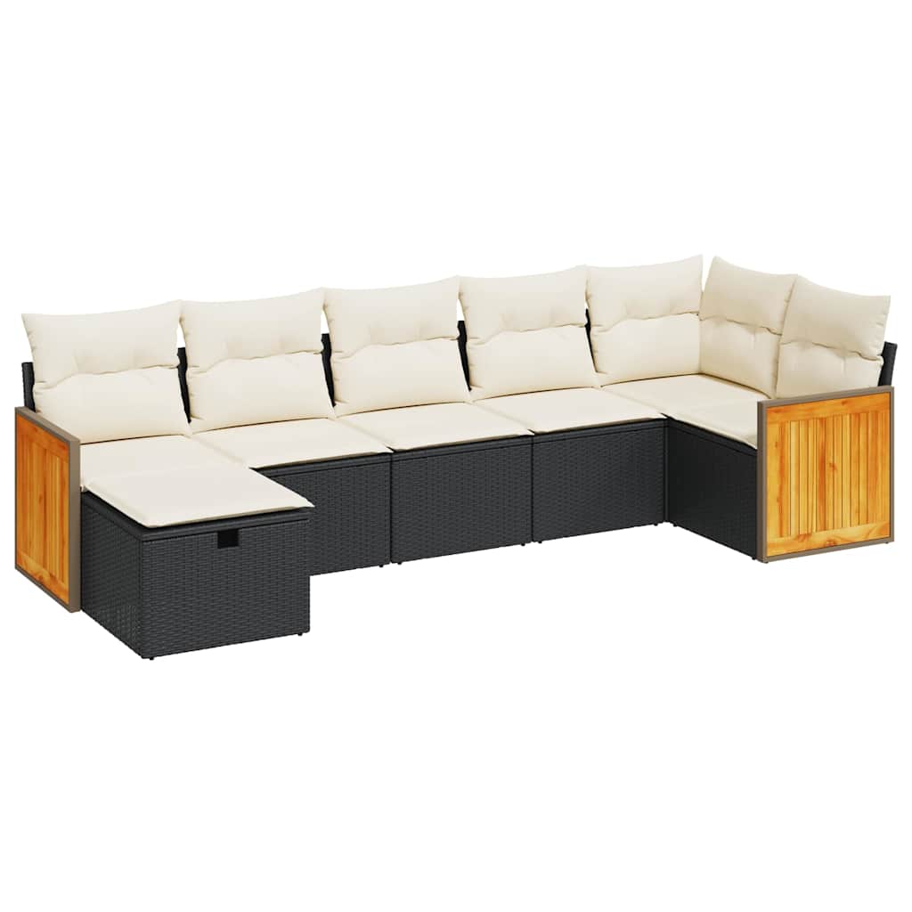 Thumbnail - vidaXL 7-tlg. Garten-Sofagarnitur mit Kissen Schwarz Poly Rattan