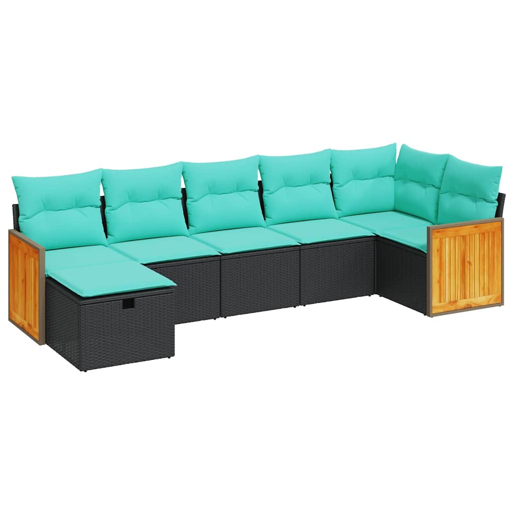 7-osaline aiadiivani komplekt patjadega, must, polürotang 2 Kõik vajalik sinu aeda ja koju! 7-osaline aiadiivani komplekt patjadega, must, polürotang - Image 2