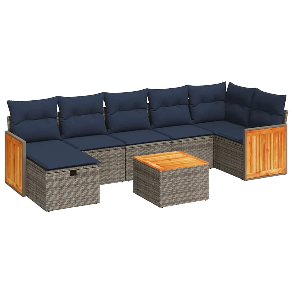 Thumbnail - vidaXL 8-tlg. Garten-Sofagarnitur mit Kissen Grau Poly Rattan