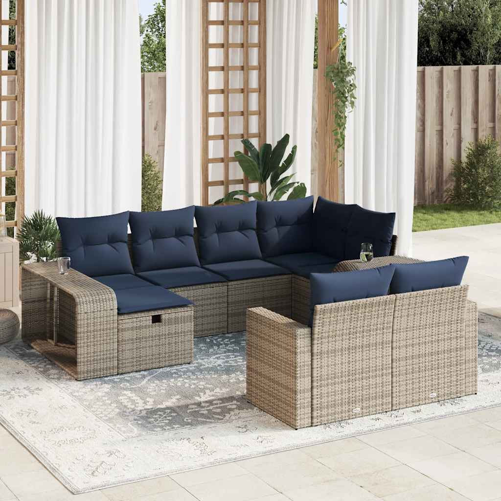 sofasæt til haven 10 dele med hynder polyrattan grå