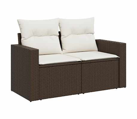 vidaXL 10-tlg. Garten-Sofagarnitur mit Kissen Braun Poly Rattan
