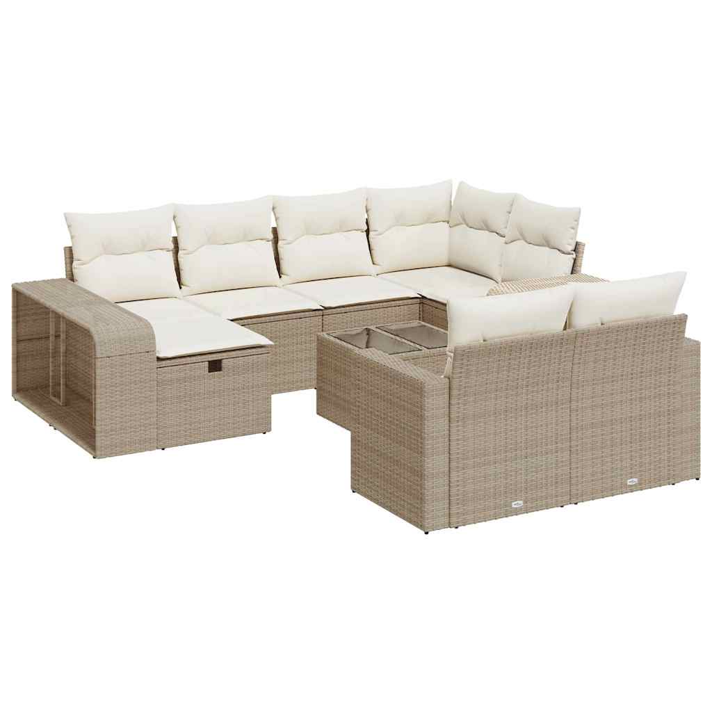 Thumbnail - vidaXL 11-tlg. Garten-Sofagarnitur mit Kissen Beige Poly Rattan