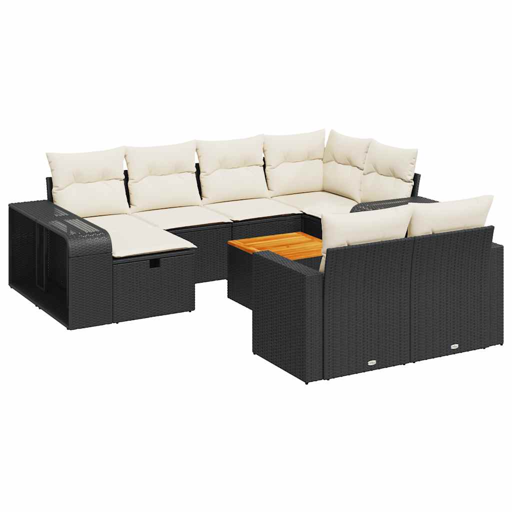 Thumbnail - vidaXL 11-tlg. Garten-Sofagarnitur mit Kissen Schwarz Poly Rattan