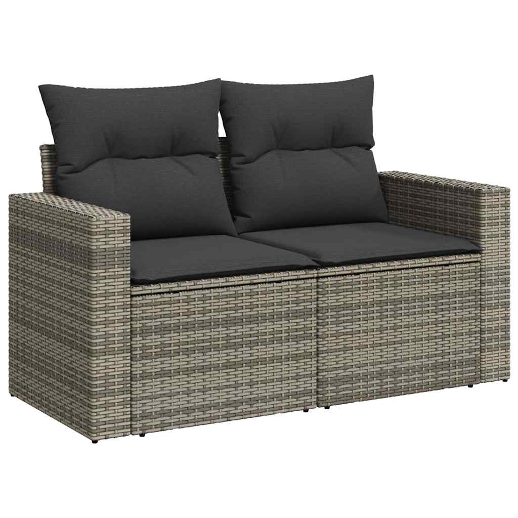 vidaXL 11-delige Loungeset met kussens poly rattan grijs afbeelding