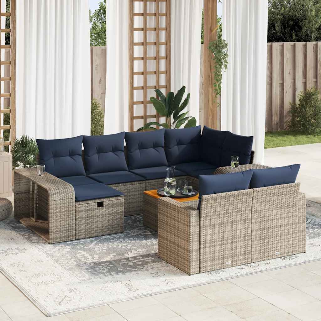 loungesæt til haven 11 dele med hynder polyrattan grå