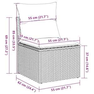 7dílná zahradní sedací souprava s poduškami černá polyratan - obrázek 13
