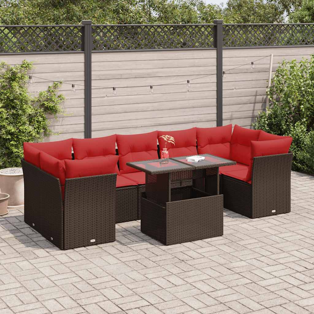 vidaXL Set canapele de grădină cu perne, 8 piese, maro, poliratan