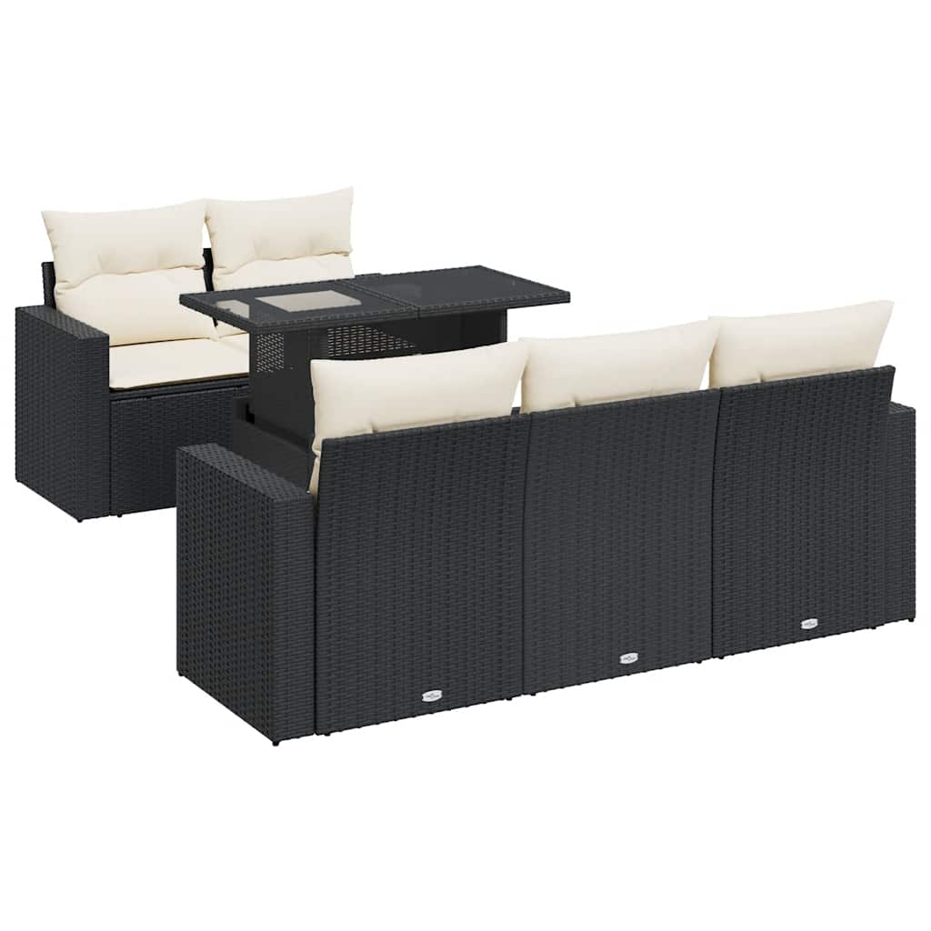 Thumbnail - vidaXL 6-tlg. Garten-Sofagarnitur mit Kissen Schwarz Poly Rattan