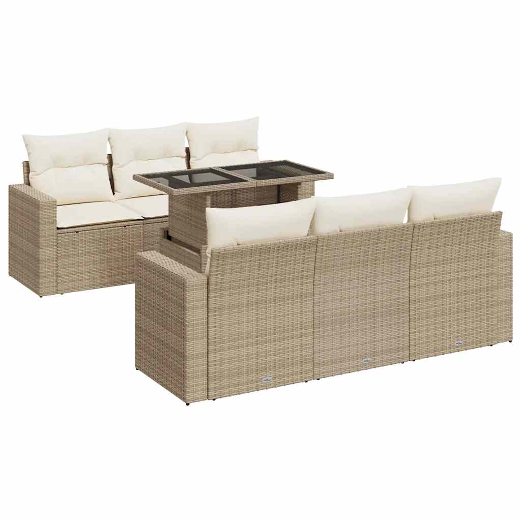 Thumbnail - vidaXL 7-tlg. Garten-Sofagarnitur mit Kissen Beige Poly Rattan