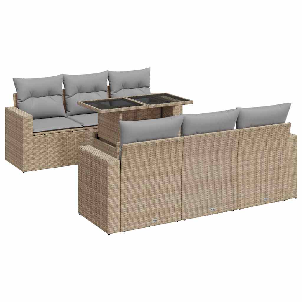 Thumbnail - vidaXL 7-tlg. Garten-Sofagarnitur mit Kissen Beige Poly Rattan