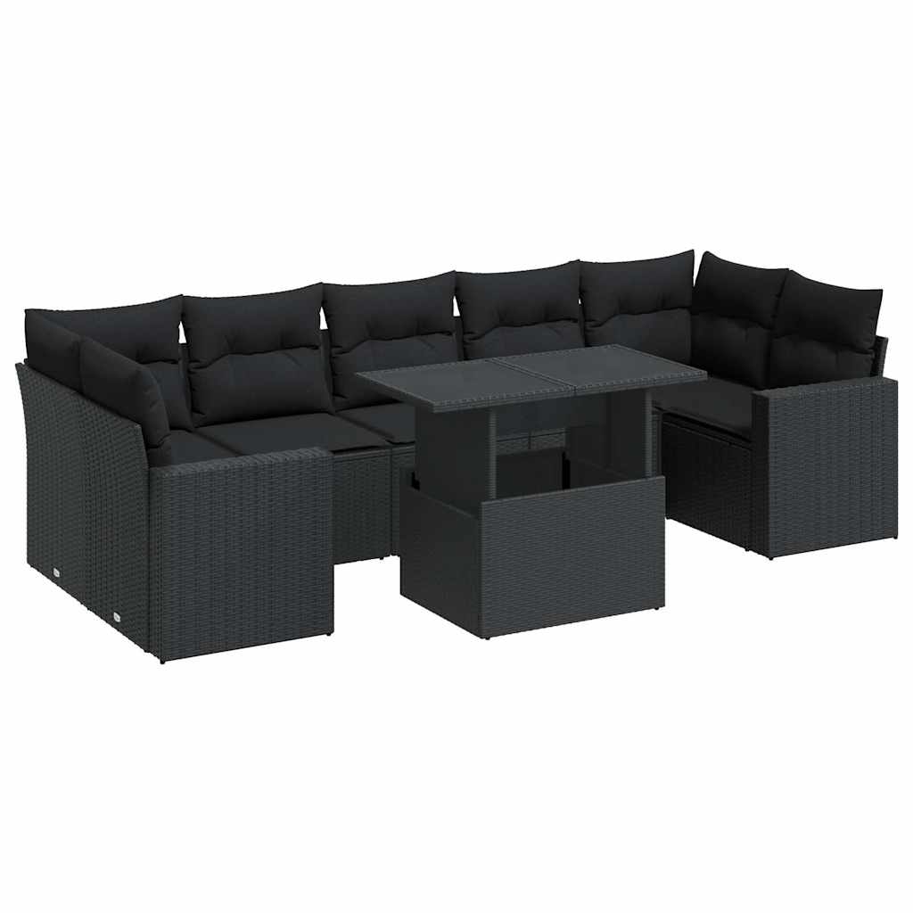 Thumbnail - vidaXL 8-tlg. Garten-Sofagarnitur mit Kissen Schwarz Poly Rattan