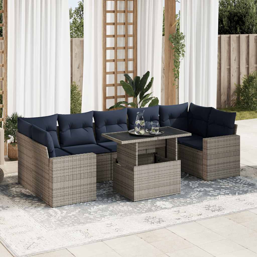 vidaXL Set canapele grădină cu perne 8 piese gri poliratan/lemn acacia