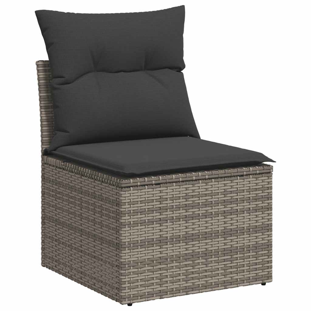 vidaXL 6-delige Loungeset met kussens poly rattan grijs