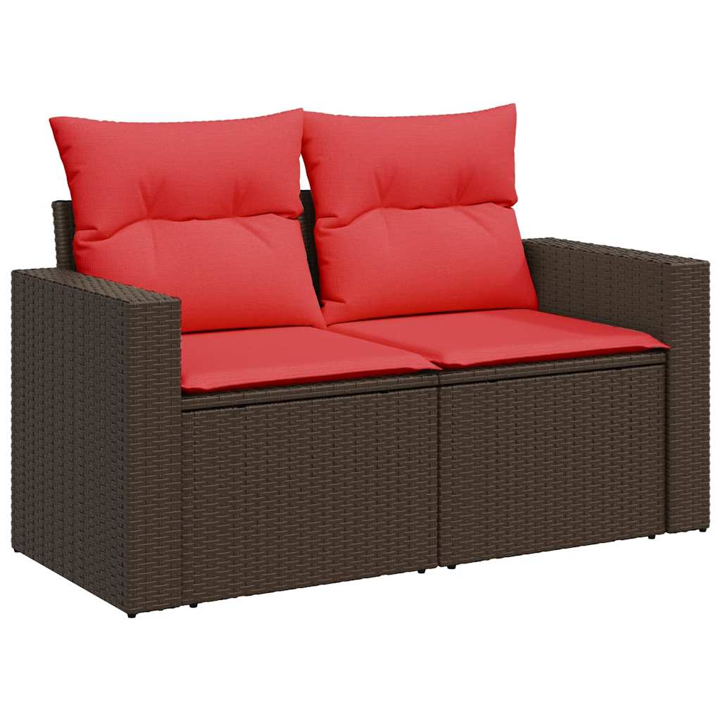 vidaXL 6-delige Loungeset met kussens poly rattan acacia bruin