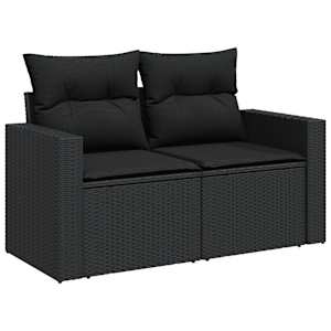 7dílná zahradní sedací souprava s poduškami černá polyratan - obrázek 5