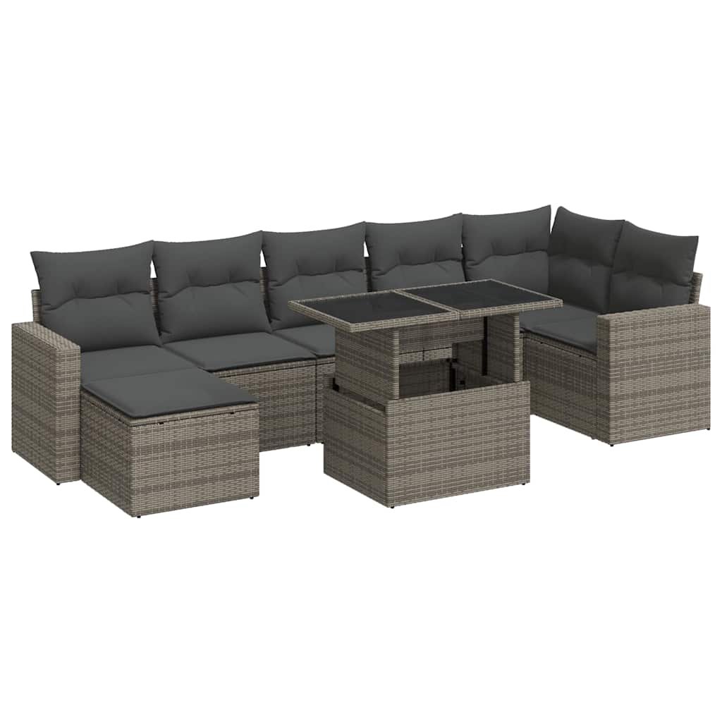 Thumbnail - vidaXL 8-tlg. Garten-Sofagarnitur mit Kissen Grau Poly Rattan