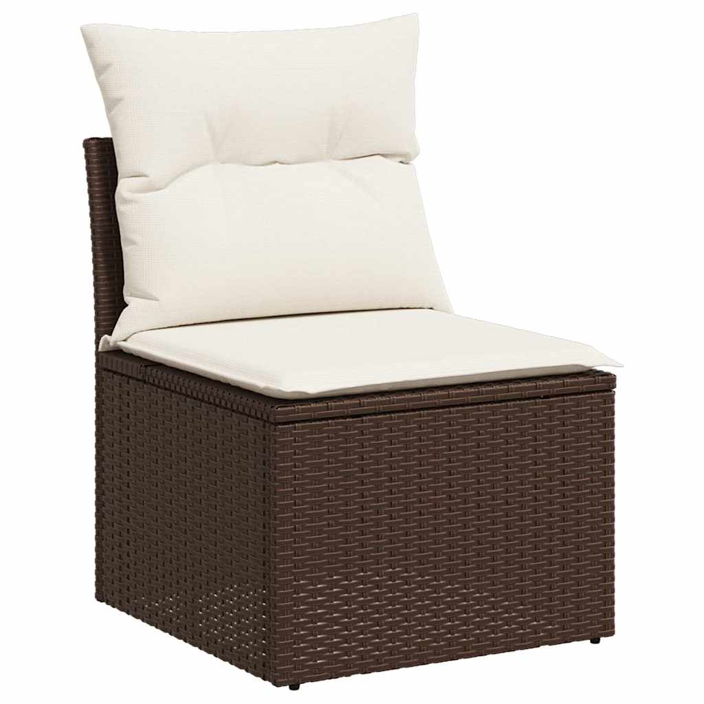 vidaXL 10-delige Loungeset met kussens poly rattan bruin