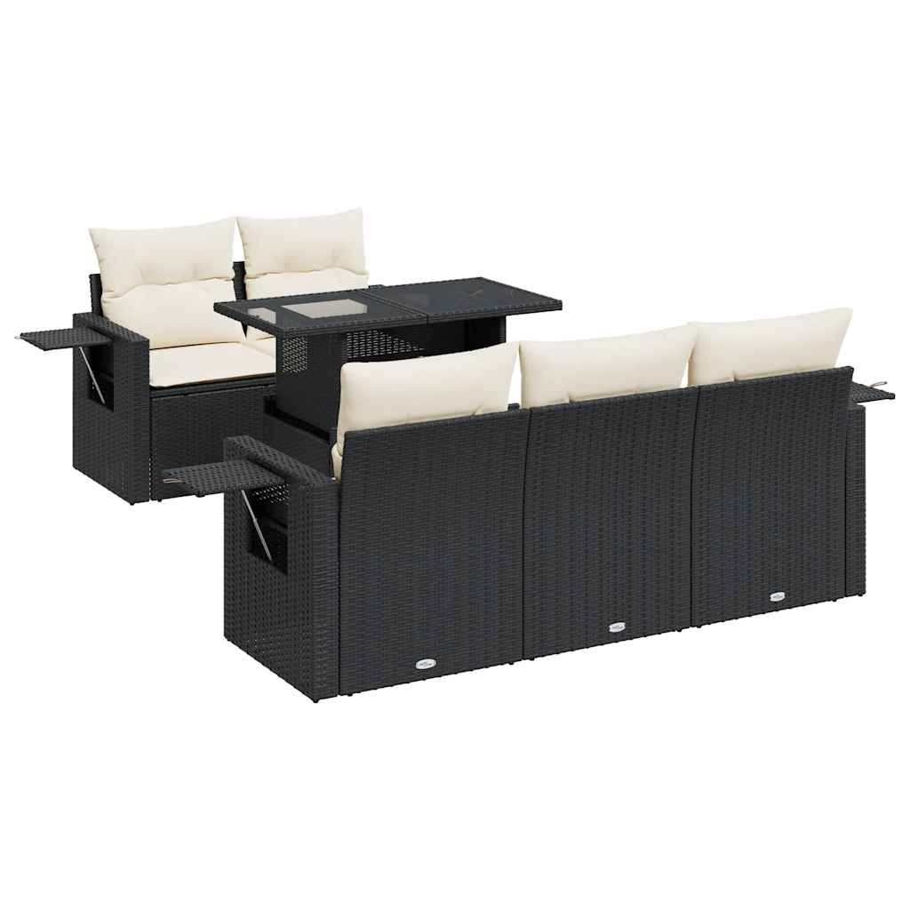 Thumbnail - vidaXL 6-tlg. Garten-Sofagarnitur mit Kissen Schwarz Poly Rattan