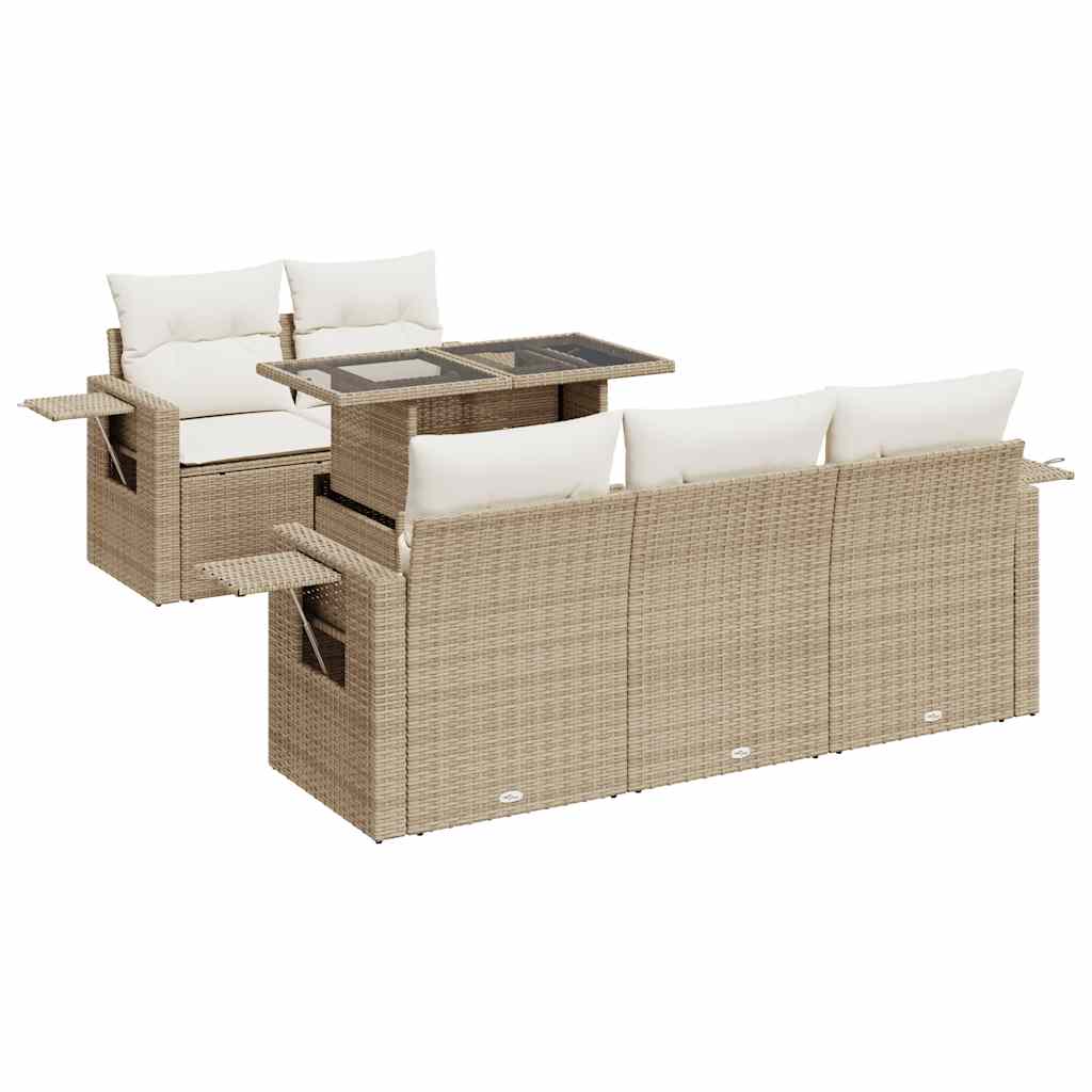 Thumbnail - vidaXL 6-tlg. Garten-Sofagarnitur mit Kissen Beige Poly Rattan