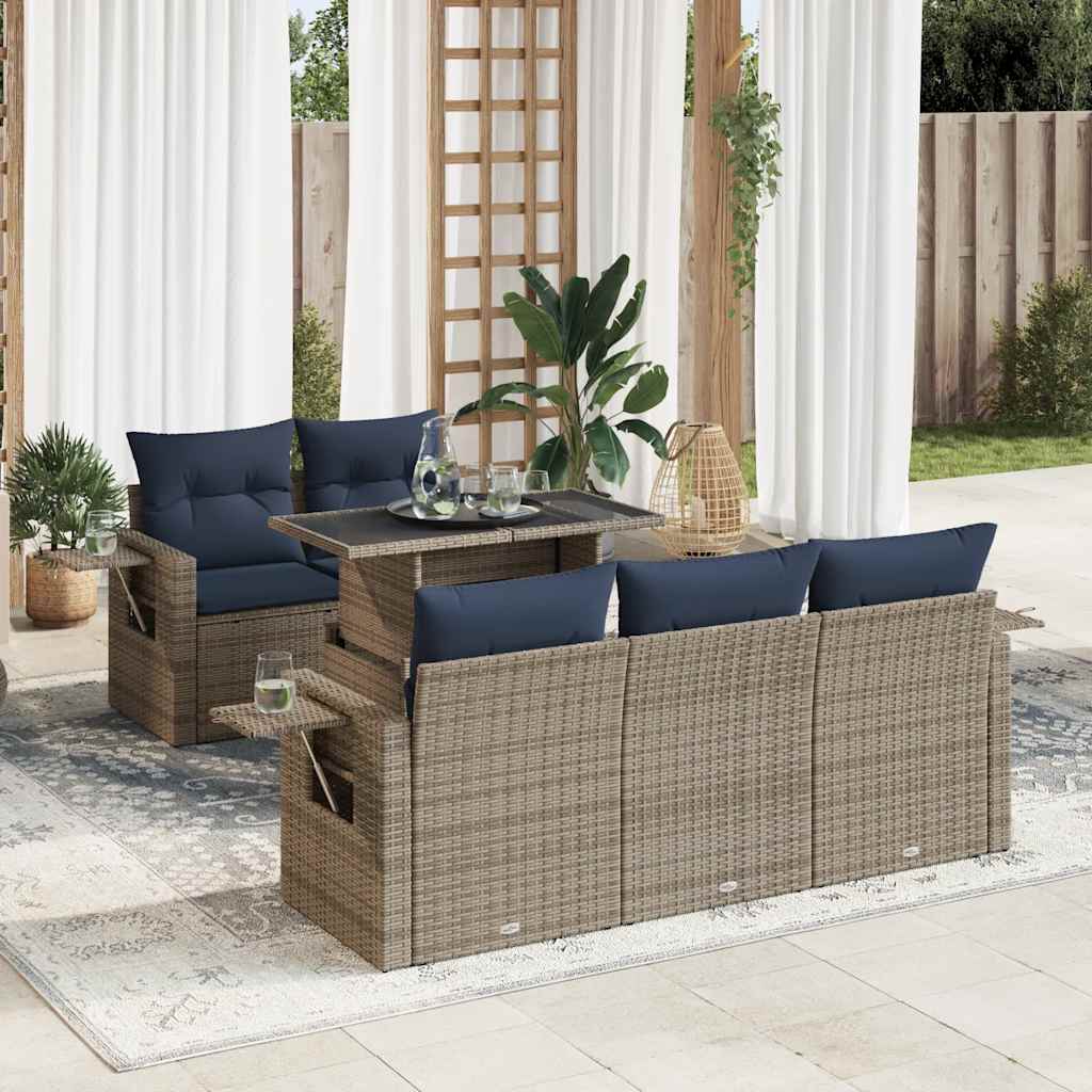 6-dijelni set vrtnih sofa s jastucima crni od poliratana bagrem