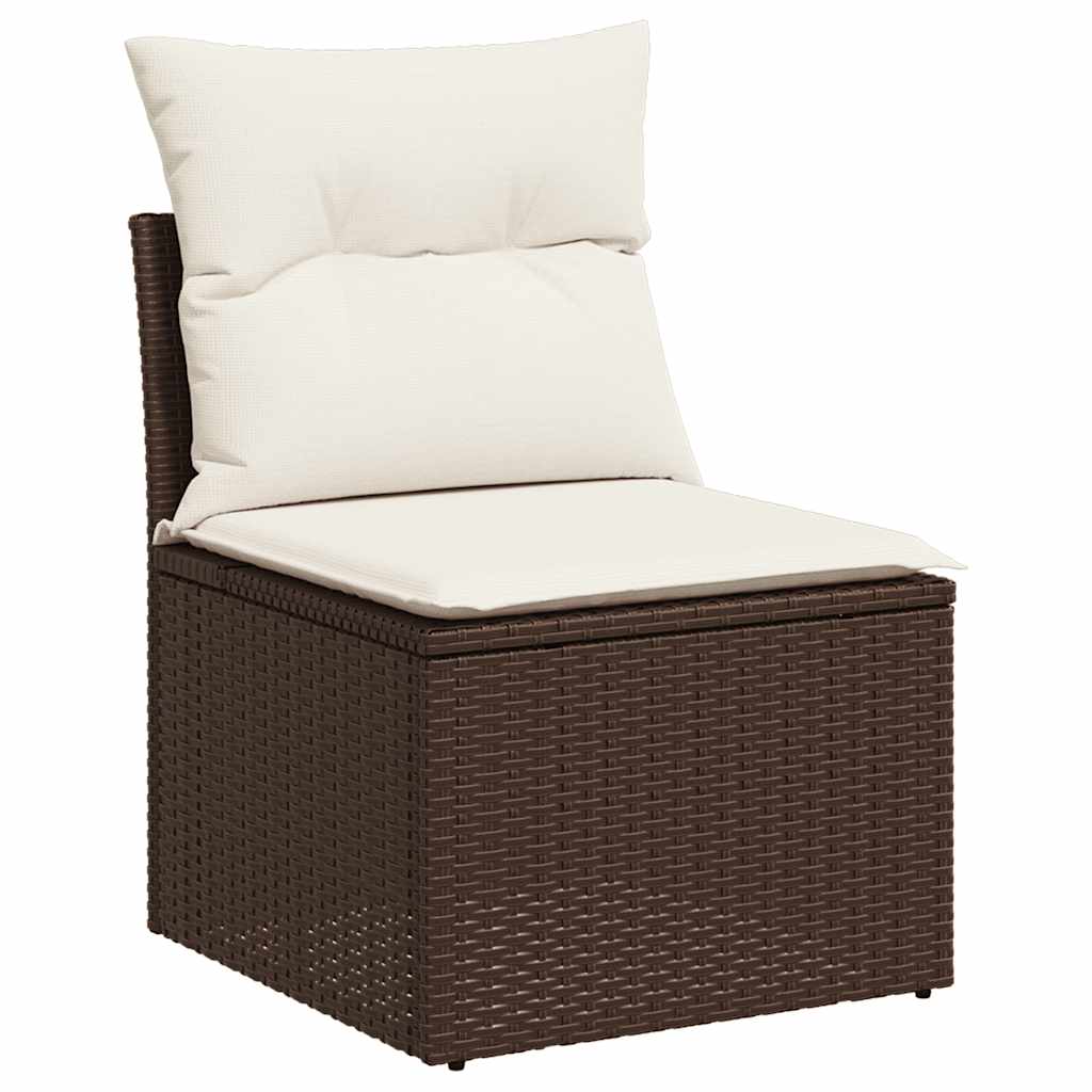 vidaXL 7-delige Loungeset met kussens poly rattan bruin