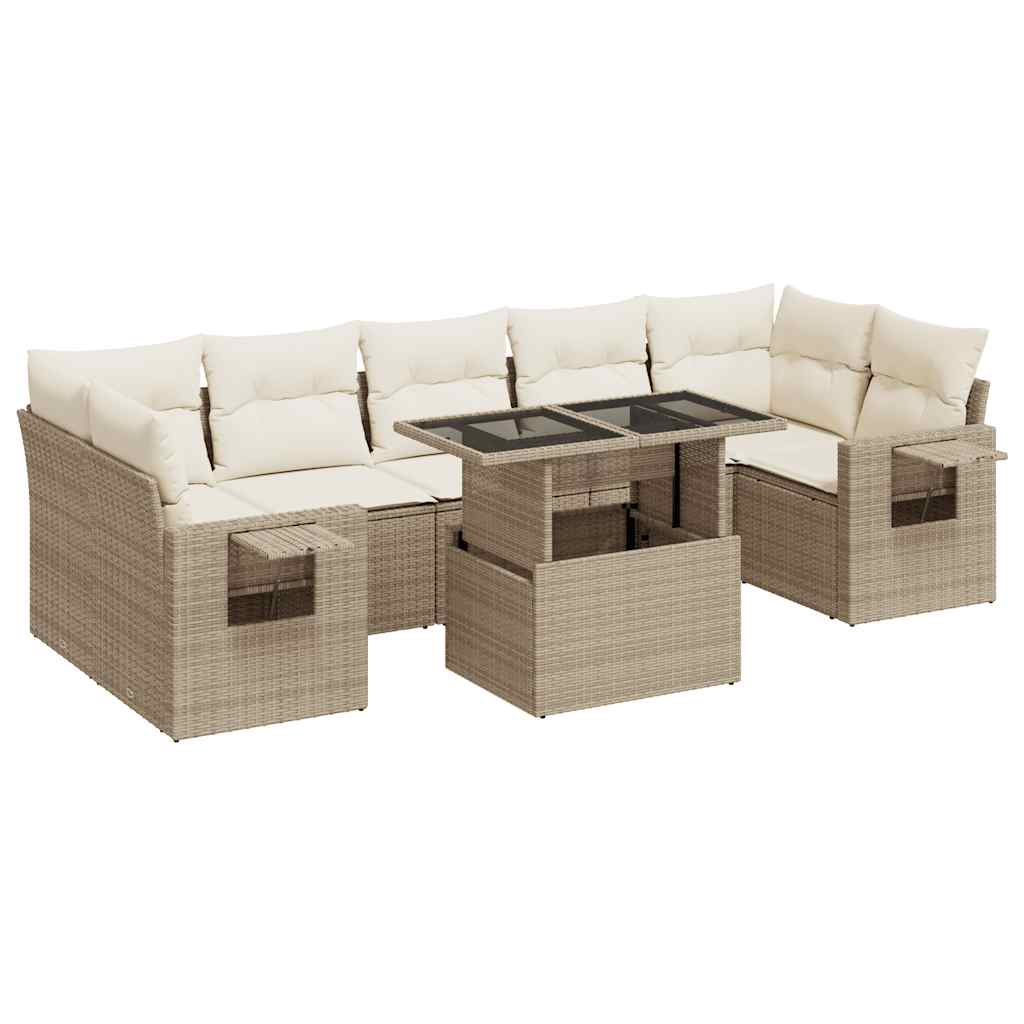 Thumbnail - vidaXL 8-tlg. Garten-Sofagarnitur mit Kissen Beige Poly Rattan