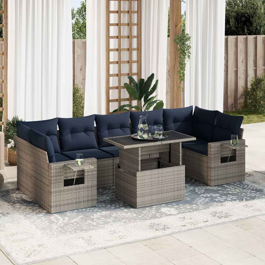 sofasæt til haven 8 dele med hynder polyrattan akacietræ sort