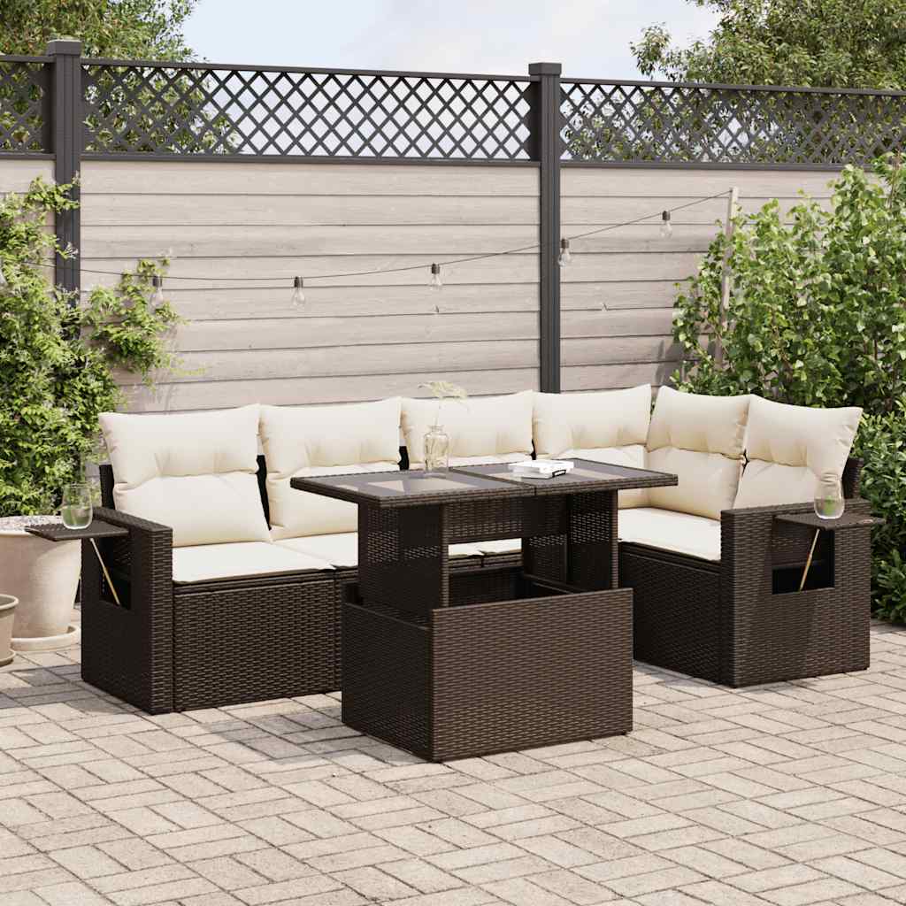 vidaXL Set canapele de grădină cu perne, 6 piese, maro, poliratan