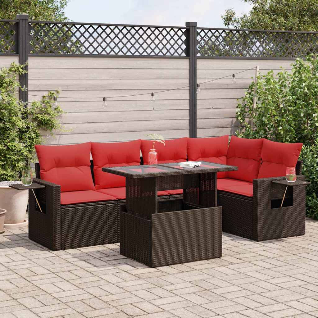 vidaXL Set canapele de grădină cu perne, 6 piese, maro, poliratan