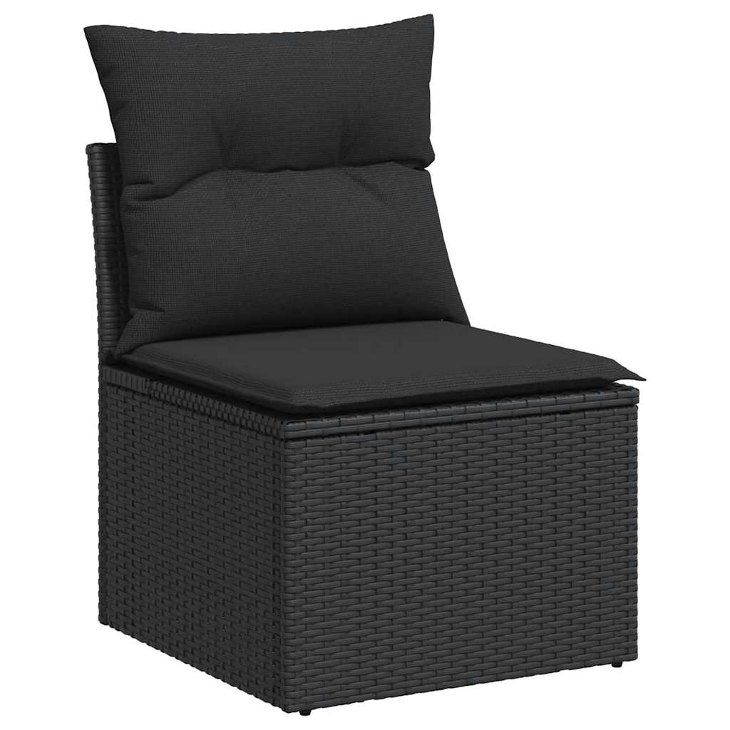 vidaXL 7-delige Loungeset met kussens poly rattan zwart afbeelding