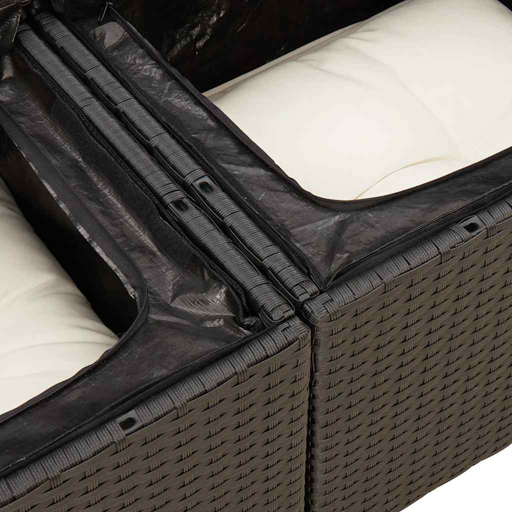 8dílná zahradní sedací souprava s poduškami černá polyratan - obrázek 17