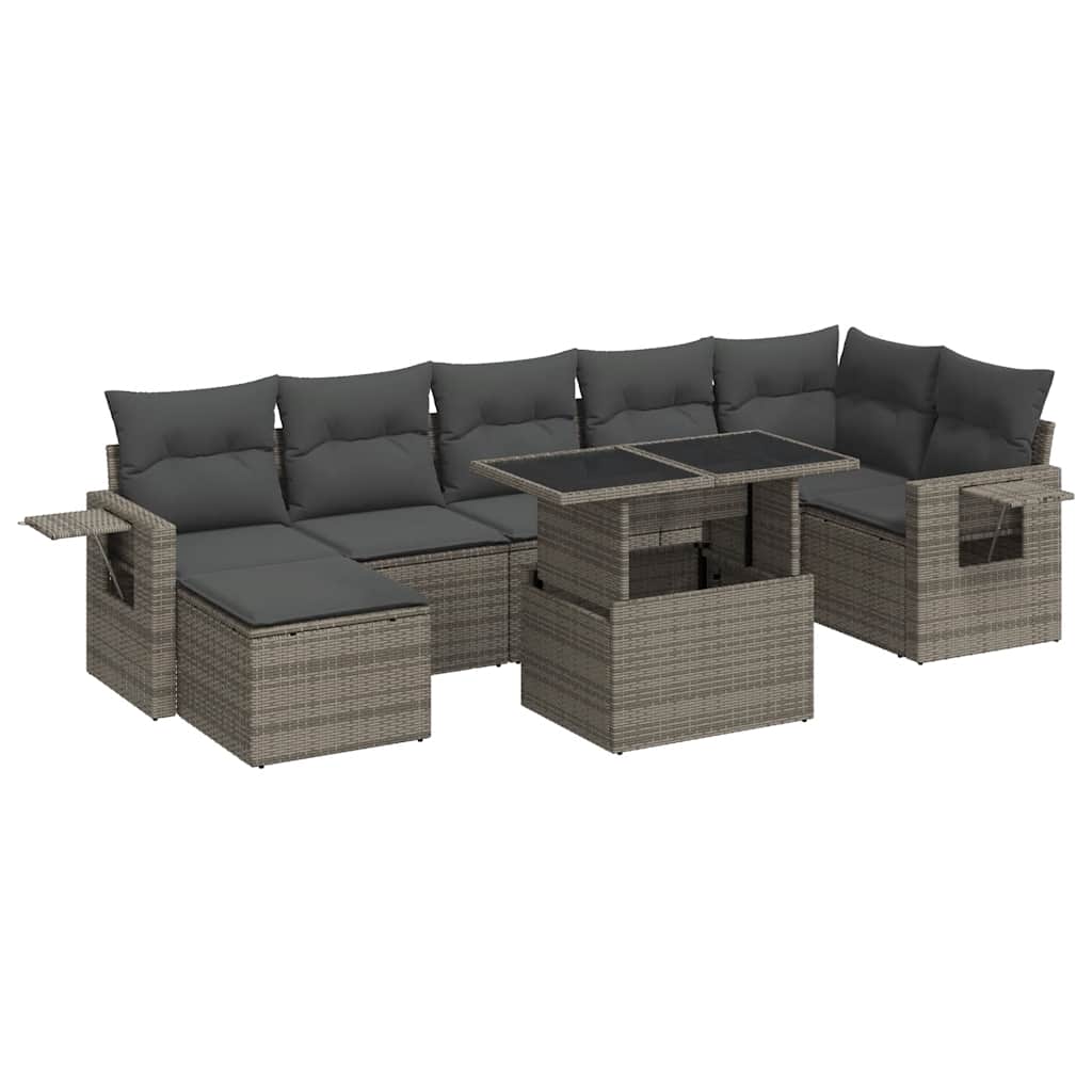 Thumbnail - vidaXL 8-tlg. Garten-Sofagarnitur mit Kissen Grau Poly Rattan