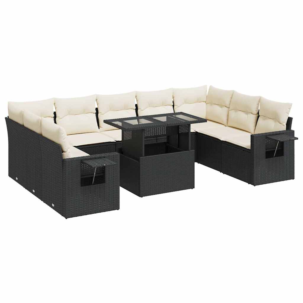 Thumbnail - vidaXL 10-tlg. Garten-Sofagarnitur mit Kissen Schwarz Poly Rattan