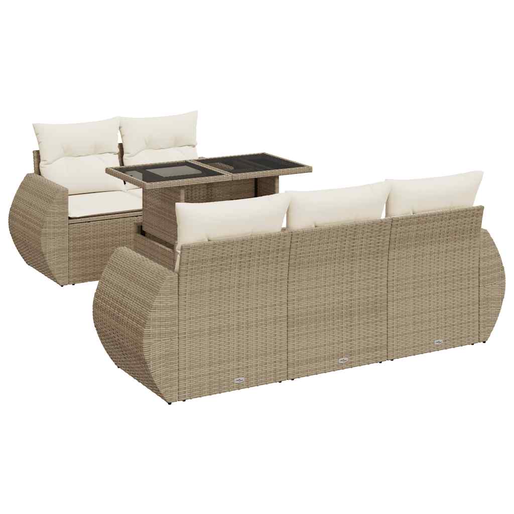 Thumbnail - vidaXL 6-tlg. Garten-Sofagarnitur mit Kissen Beige Poly Rattan