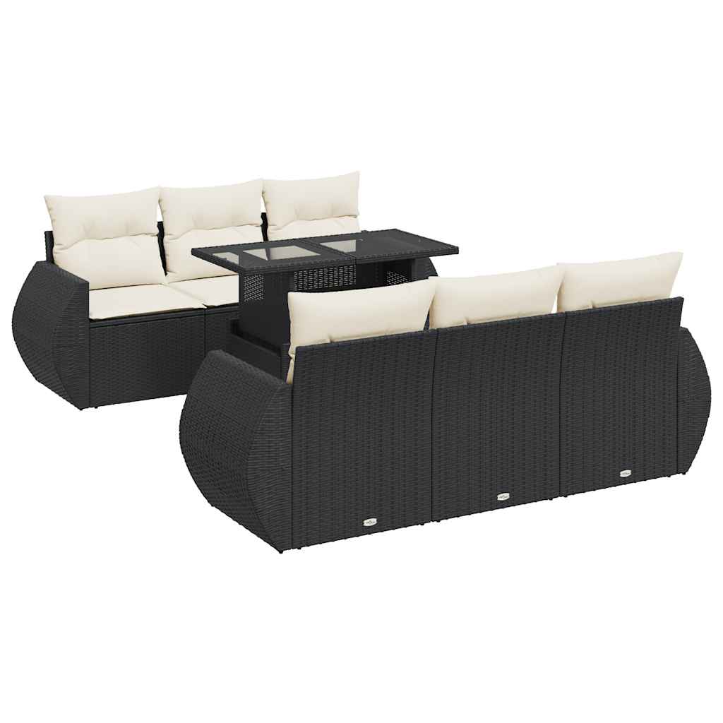 Thumbnail - vidaXL 7-tlg. Garten-Sofagarnitur mit Kissen Schwarz Poly Rattan