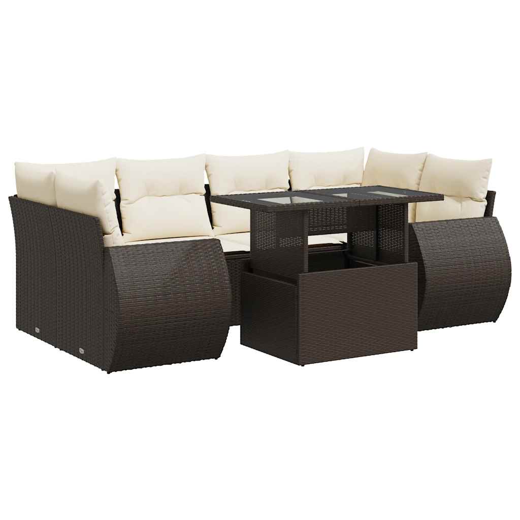 Thumbnail - vidaXL 7-tlg. Garten-Sofagarnitur mit Kissen Braun Poly Rattan