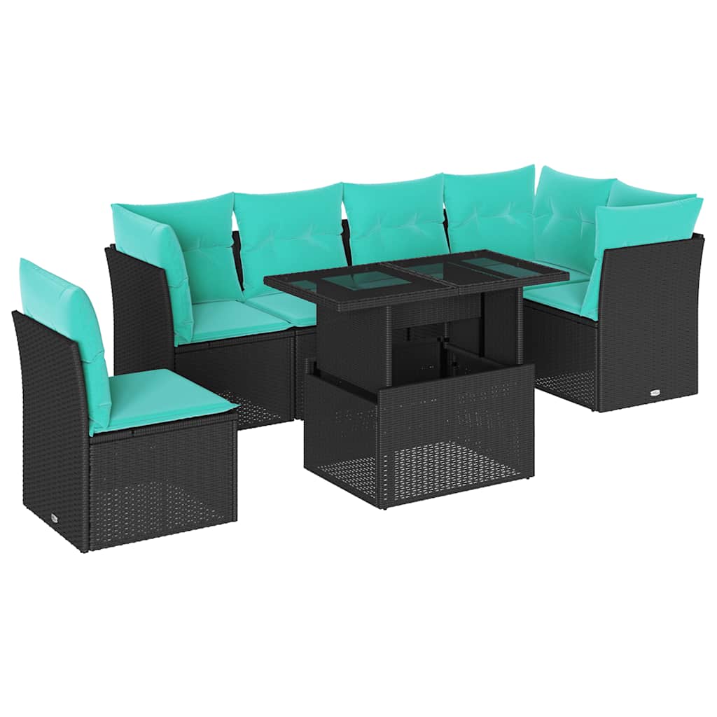 Thumbnail - vidaXL 6-tlg. Garten-Sofagarnitur mit Kissen Schwarz Poly Rattan