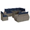 vidaXL 9-osaline aiadiivani komplekt patjadega, hall, rotang/akaatsia