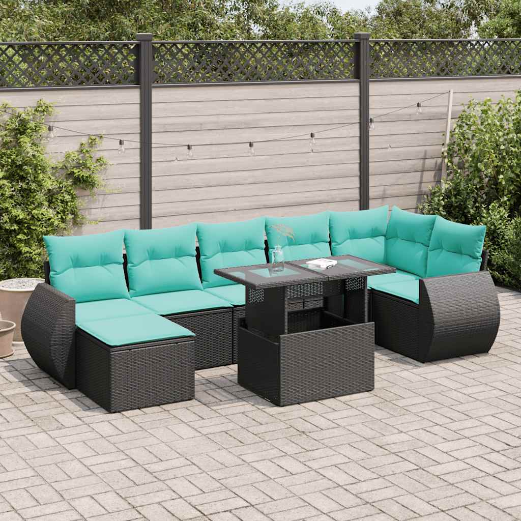 Thumbnail - vidaXL 8-tlg. Garten-Sofagarnitur mit Kissen Schwarz Poly Rattan