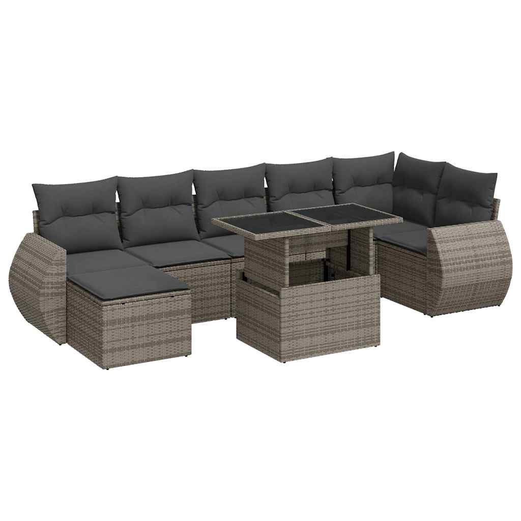 Thumbnail - vidaXL 8-tlg. Garten-Sofagarnitur mit Kissen Grau Poly Rattan
