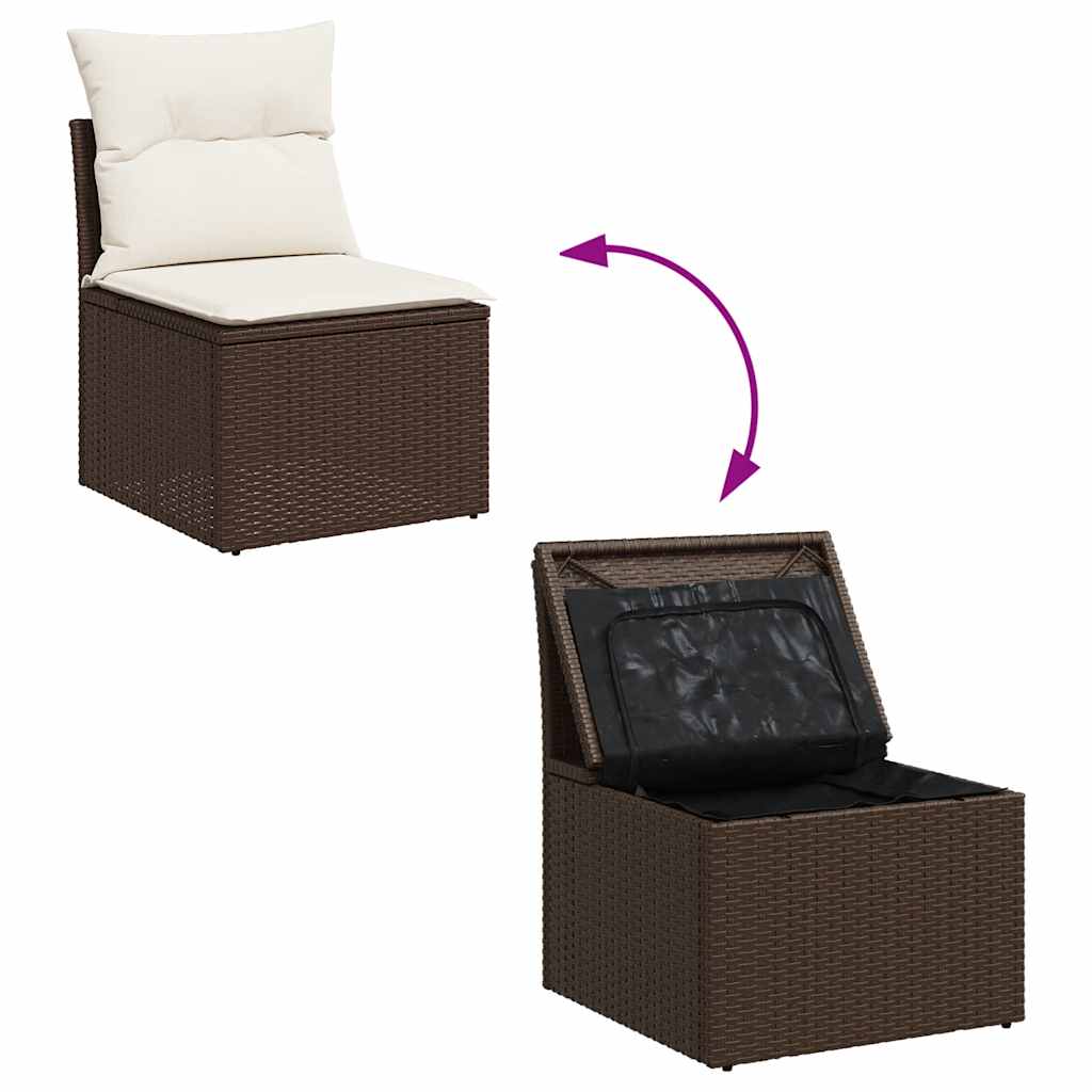 vidaXL 9-delige Loungeset met kussens poly rattan bruin afbeelding