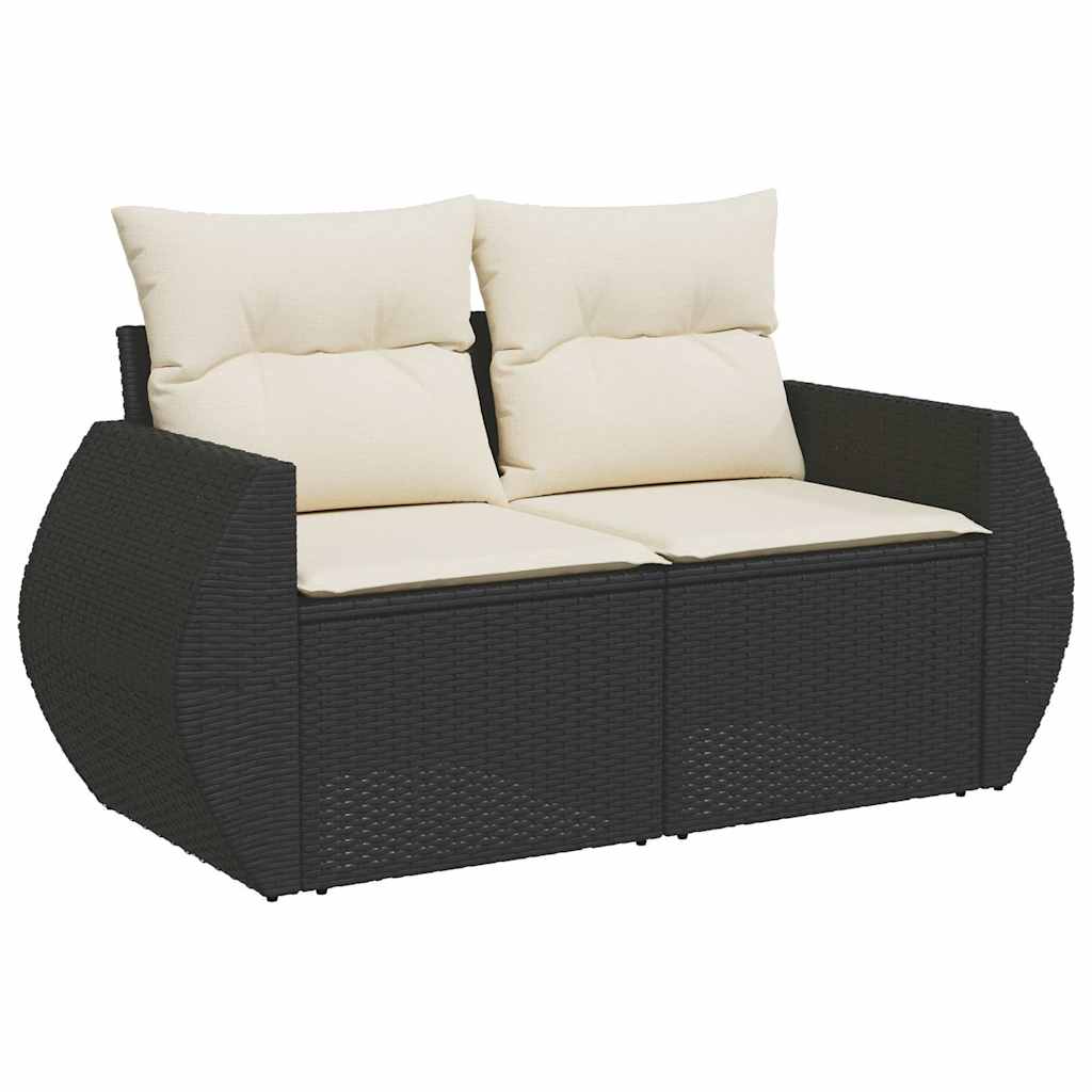 vidaXL 10-delige Loungeset met kussens poly rattan zwart afbeelding