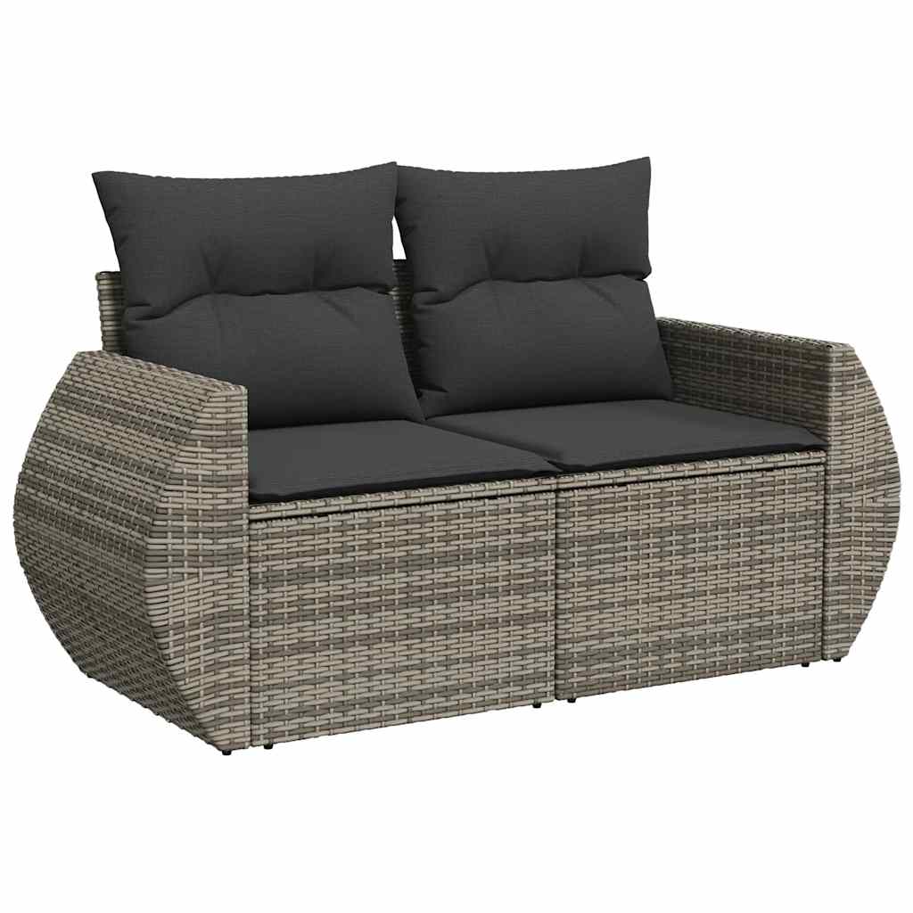 vidaXL 10-delige Loungeset met kussens poly rattan grijs afbeelding