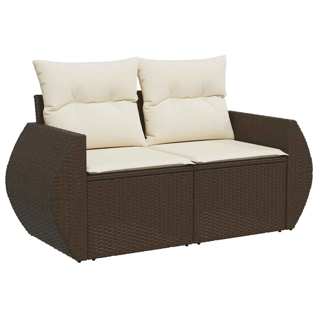vidaXL 10-delige Loungeset met kussens poly rattan bruin afbeelding