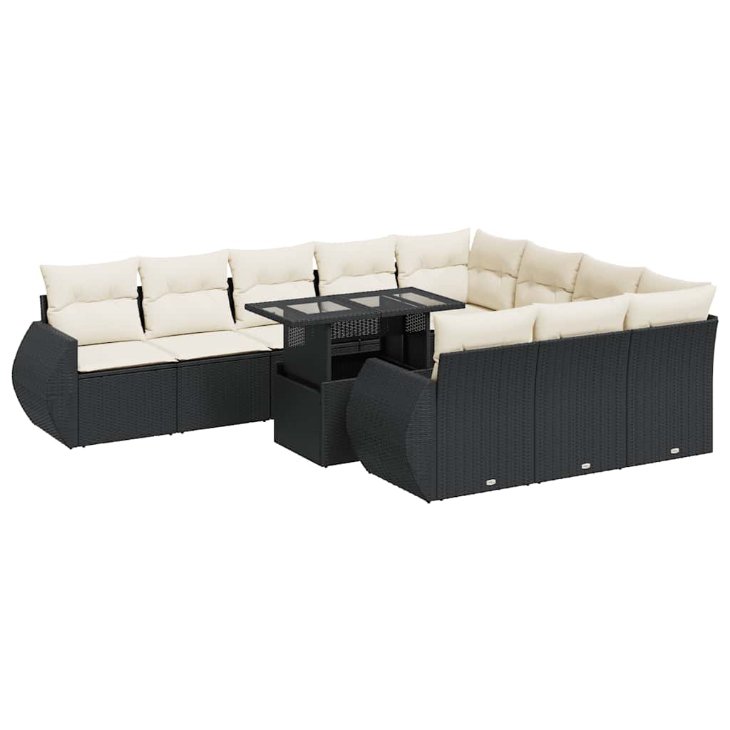Thumbnail - vidaXL 11-tlg. Garten-Sofagarnitur mit Kissen Schwarz Poly Rattan