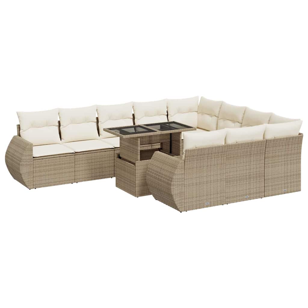 Thumbnail - vidaXL 11-tlg. Garten-Sofagarnitur mit Kissen Beige Poly Rattan