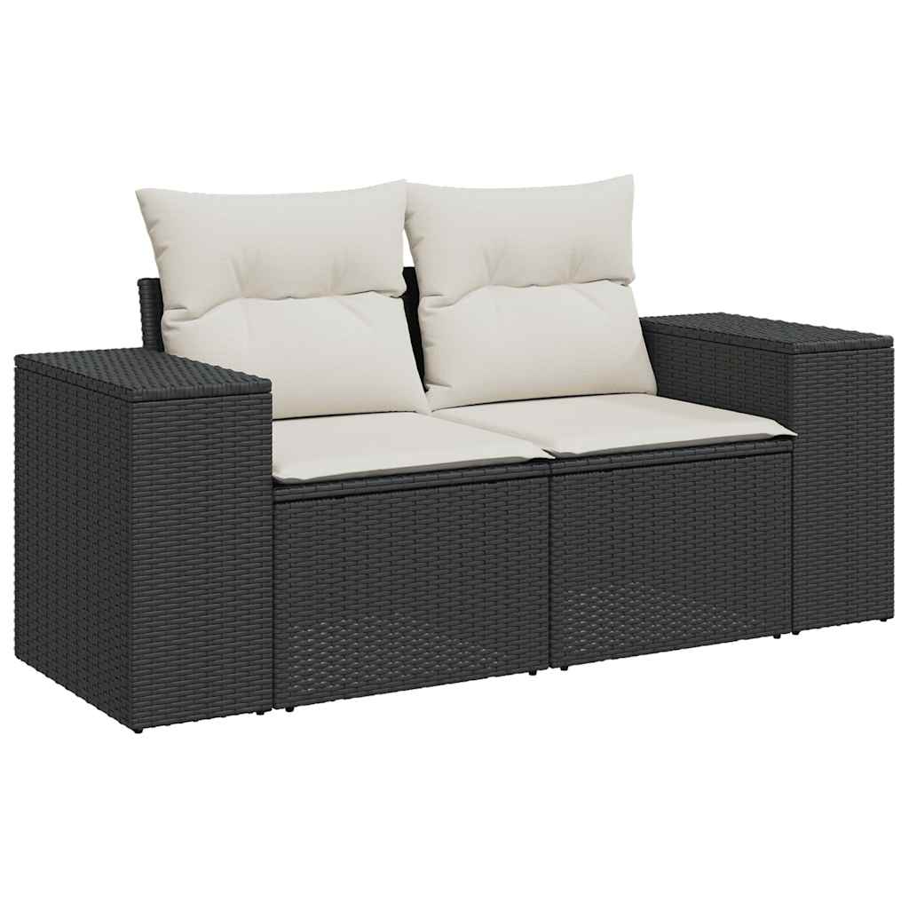 vidaXL 5-delige Loungeset met kussens poly rattan zwart